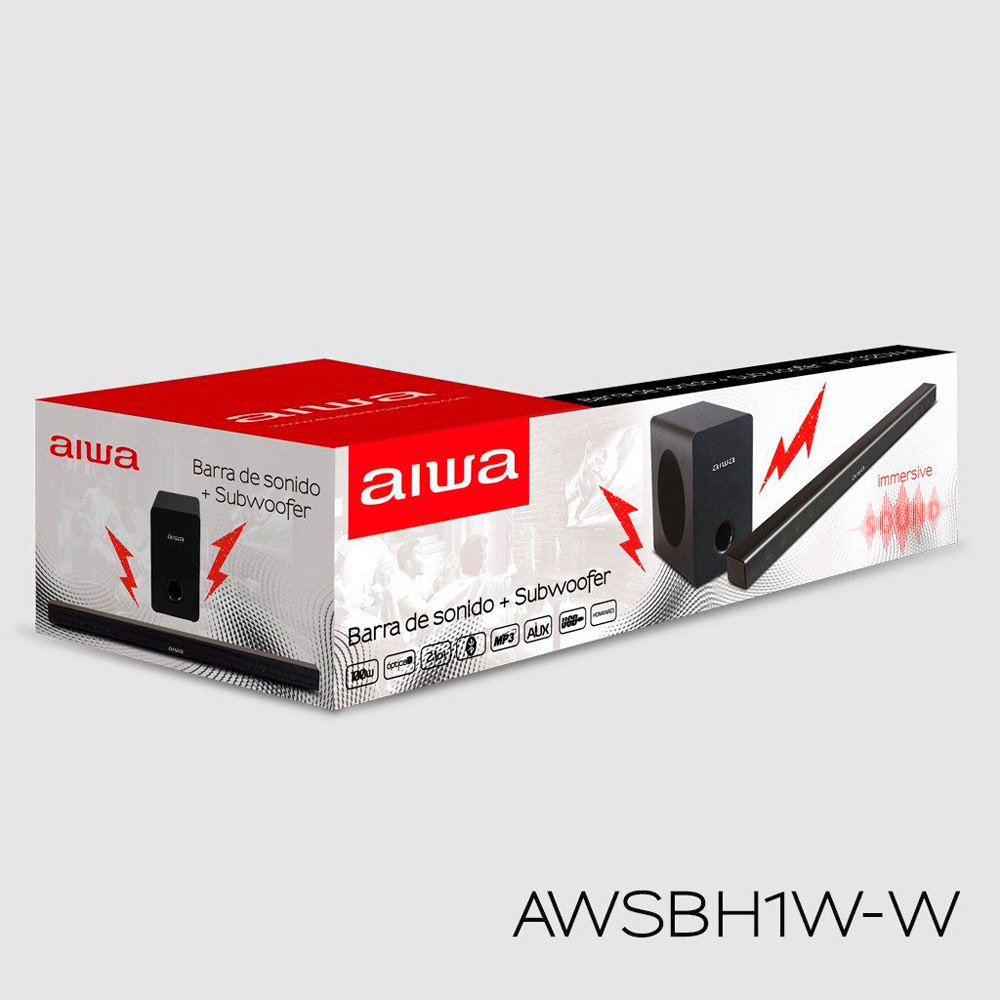 Barra de Sonido Wireless AWSBH1W-W 2.1 canales con Subwoofer y 100W, Aiwa  Store Panamá