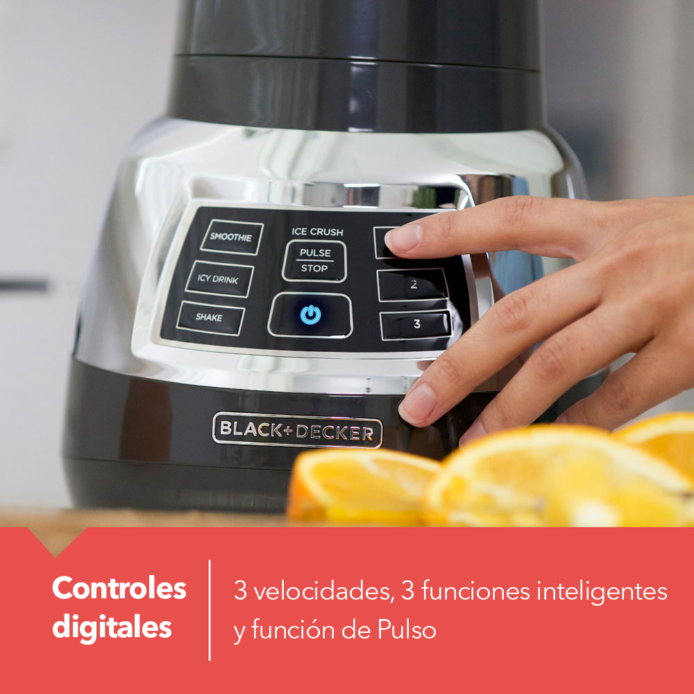 BLACK DECKER Licuadora Silenciosa con Jarra de Vidrio 1.4 Lt