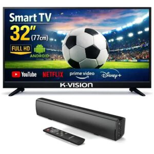 COMBO Pantalla Smart Tv K-vision Led Hd 32 + Barra De Sonido Majority Bowfell Bluetooth Negro
